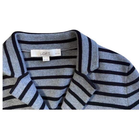 LOFT XS Petite striped double-breasted knit jacket gray black stripe blazer - Picture 8 of 8